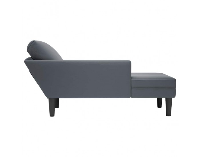 Sonata H Кушетка с възглавница и десен подлакътник, тъмносив, кадифе