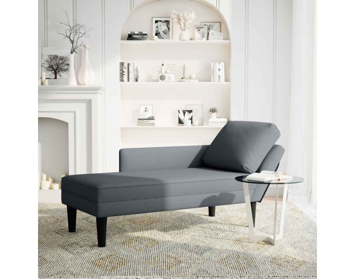 Sonata H Кушетка с възглавница и десен подлакътник, тъмносив, кадифе