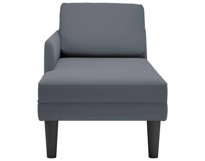 Sonata H Кушетка с възглавница и десен подлакътник, тъмносив, кадифе