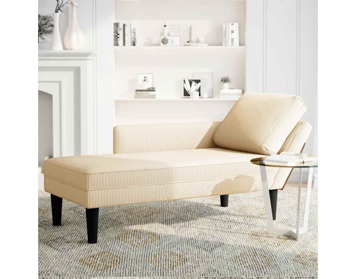 Sonata H Шезлонг с възглавница , Крем, велурена материя Sonata H Шезлонг с възглавница , Крем, велурена материя