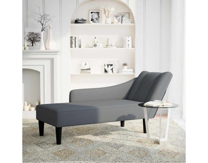 Sonata H Кушетка с десен подлакътник, тъмносив, кадифе