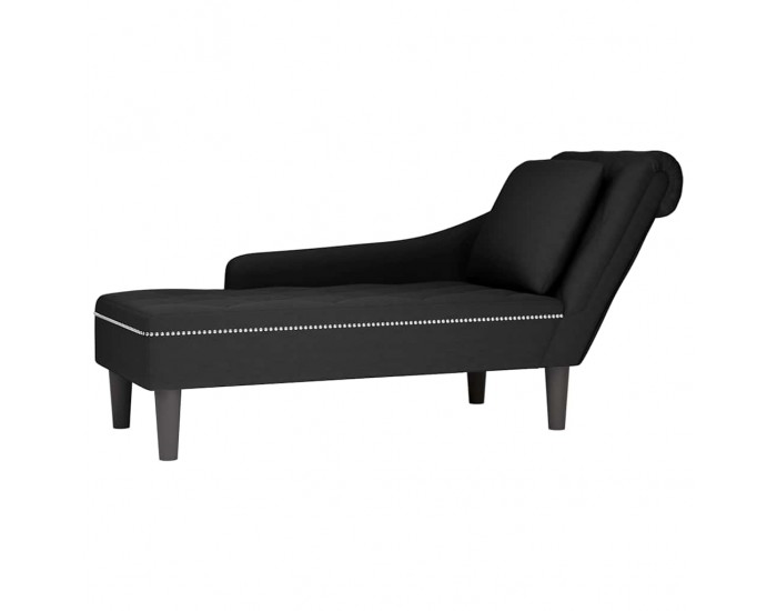 Sonata H Кушетка с възглавница и десен подлакътник, черен, кадифе