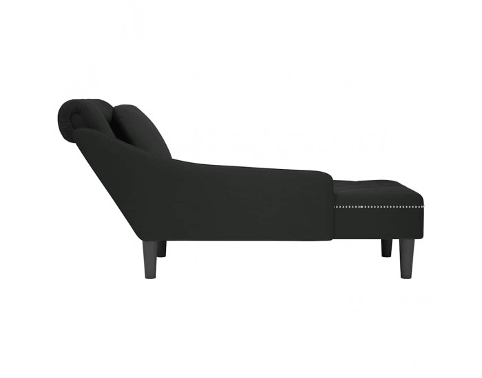 Sonata H Кушетка с възглавница и десен подлакътник, черен, кадифе