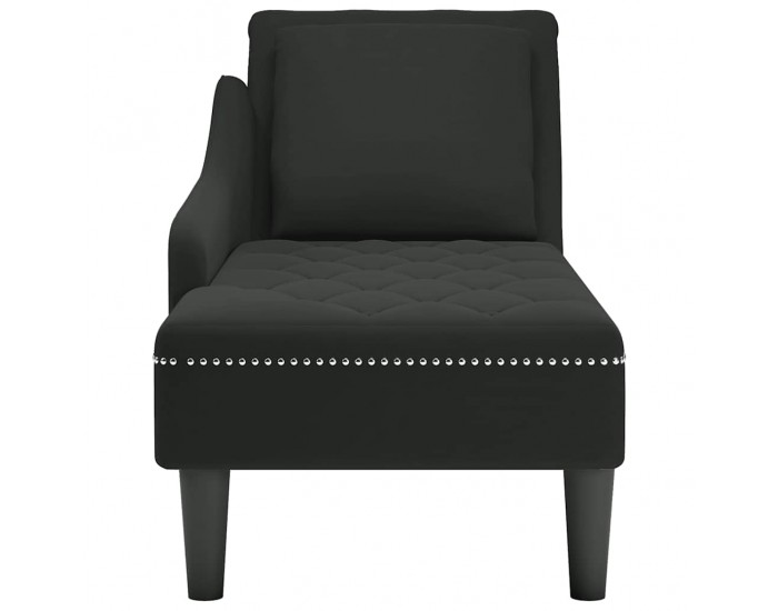 Sonata H Кушетка с възглавница и десен подлакътник, черен, кадифе