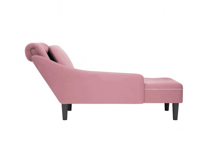 Sonata H Кушетка с възглавница и десен подлакътник, розов, кадифе