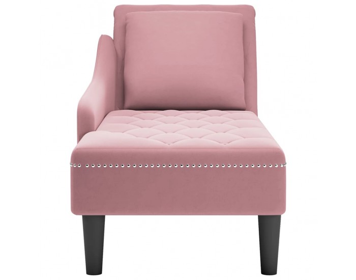 Sonata H Кушетка с възглавница и десен подлакътник, розов, кадифе