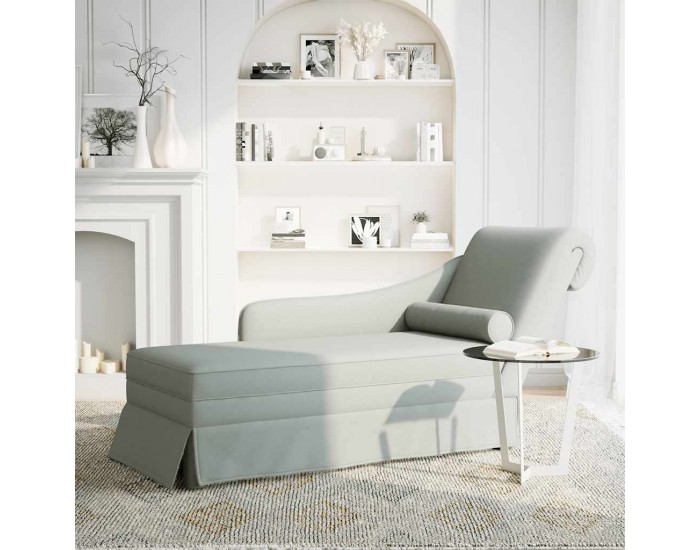 Sonata H Кушетка с болстер и десен подлакътник, светлосив, кадифе