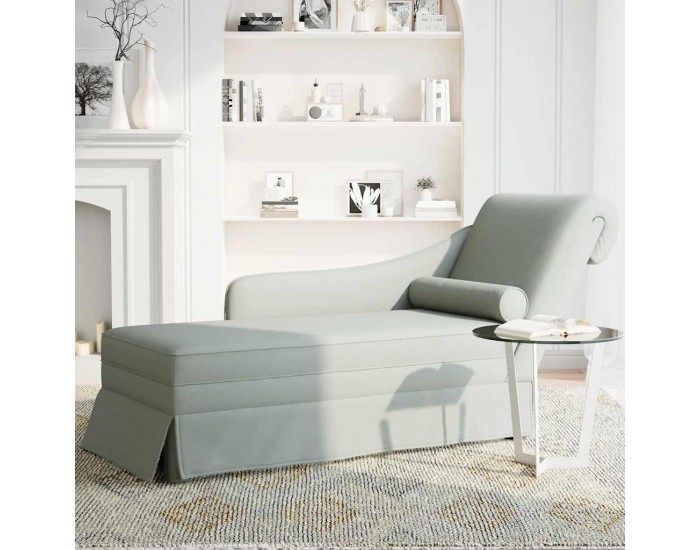 Sonata H Кушетка с болстер и десен подлакътник, светлосив, кадифе