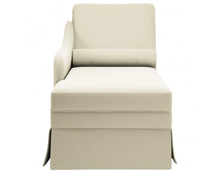 Sonata H Кушетка с болстер и десен подлакътник, кремав, кадифе