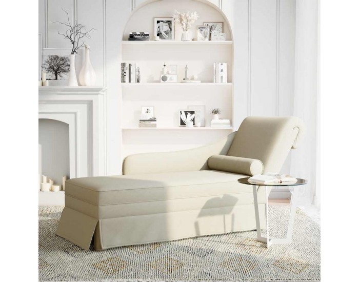 Sonata H Кушетка с болстер и десен подлакътник, кремав, кадифе
