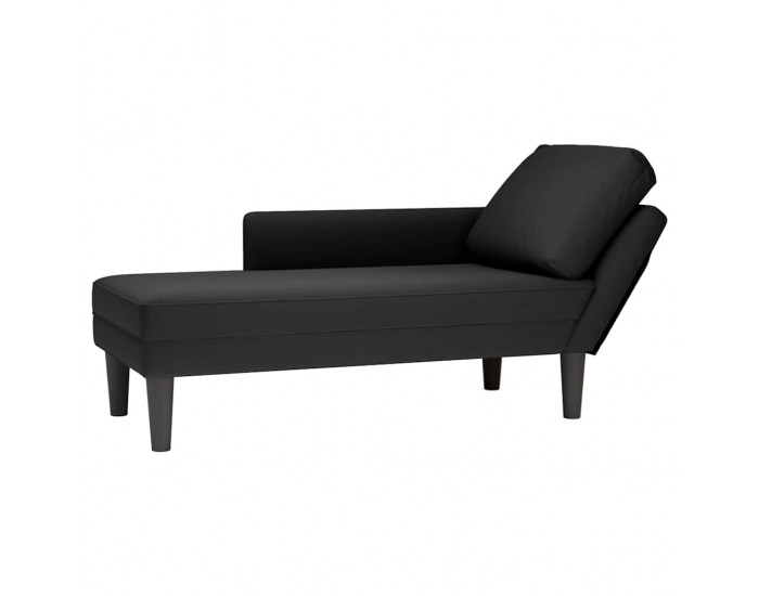 Sonata H Кушетка с възглавница и десен подлакътник, черен, кадифе