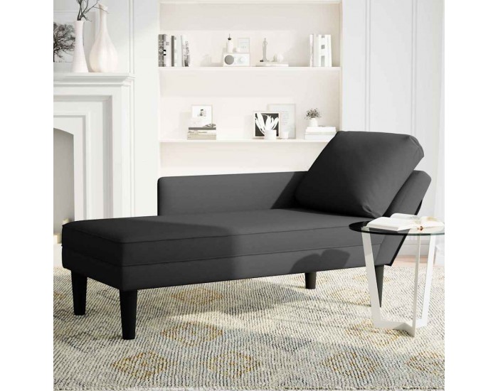 Sonata H Кушетка с възглавница и десен подлакътник, черен, кадифе