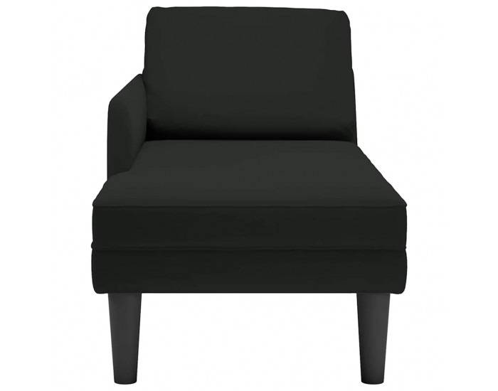 Sonata H Кушетка с възглавница и десен подлакътник, черен, кадифе