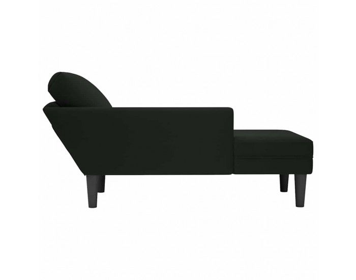 Sonata H Кушетка с възглавница и десен подлакътник, черен, кадифе