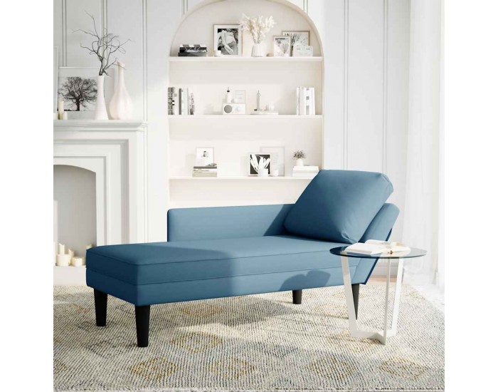 Sonata H Кушетка с възглавница и десен подлакътник, син, текстил