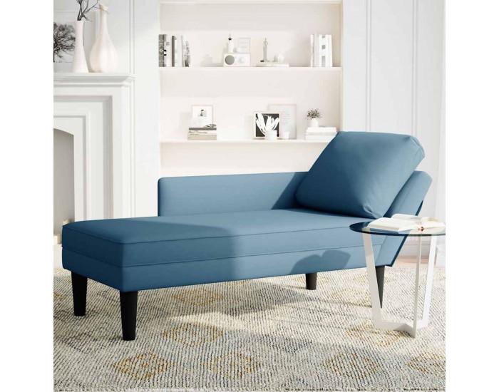 Sonata H Кушетка с възглавница и десен подлакътник, син, текстил