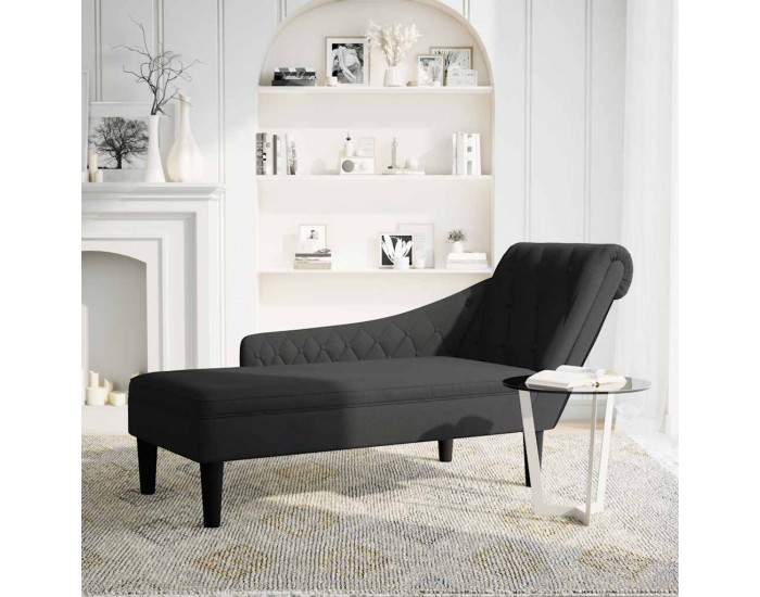 Sonata H Кушетка с възглавница и десен подлакътник, черен, текстил