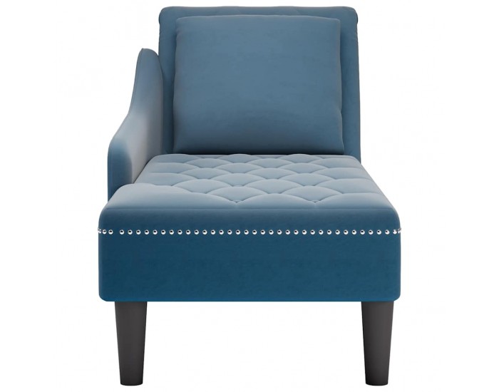 Sonata H Кушетка с възглавница и десен подлакътник, син, текстил