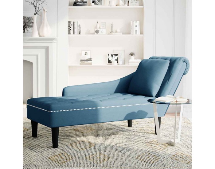 Sonata H Кушетка с възглавница и десен подлакътник, син, текстил