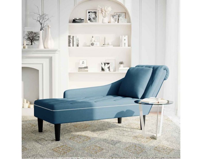 Sonata H Кушетка с възглавница и десен подлакътник, син, текстил