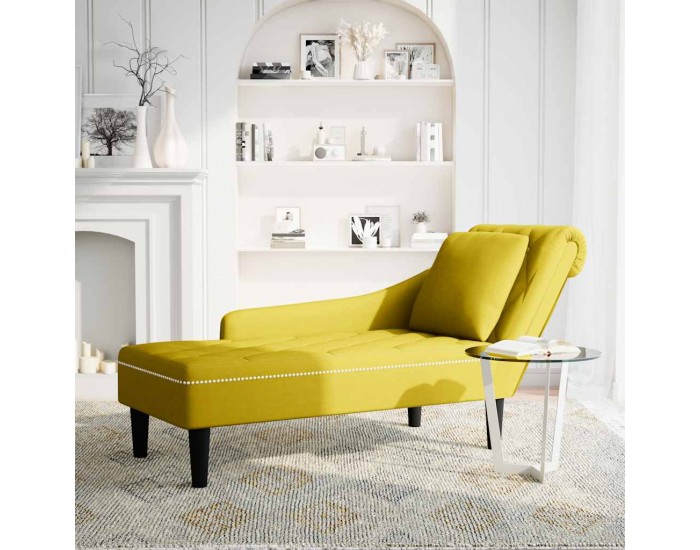 Sonata H Кушетка с възглавница и десен подлакътник, жълт, кадифе