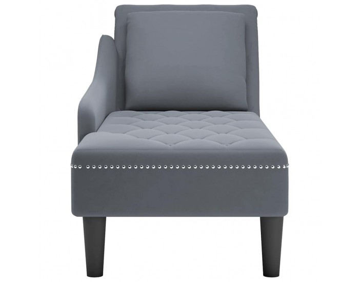 Sonata H Кушетка с възглавница и десен подлакътник, тъмносив, кадифе