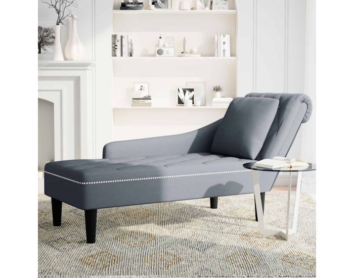 Sonata H Кушетка с възглавница и десен подлакътник, тъмносив, кадифе