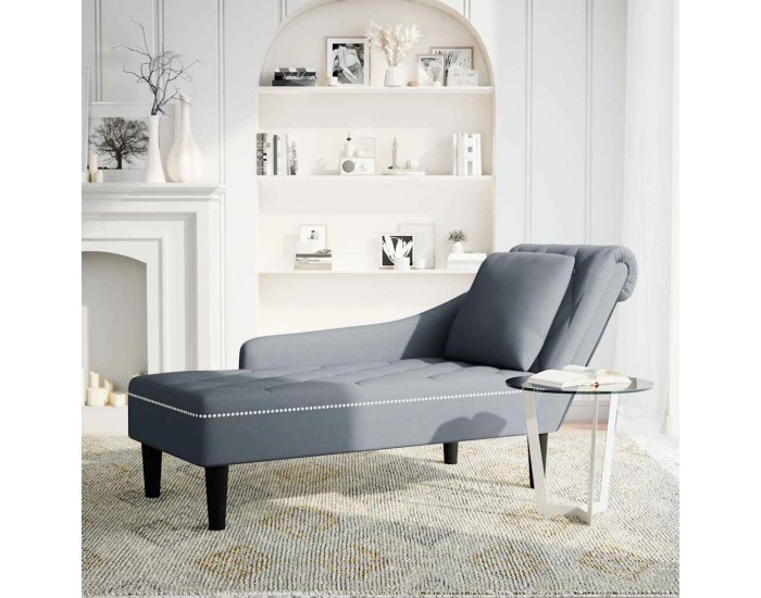 Sonata H Кушетка с възглавница и десен подлакътник, тъмносив, кадифе