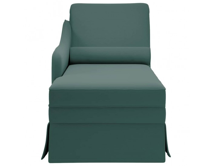 Sonata H Кушетка с болстер и десен подлакътник, тъмнозелен, кадифе