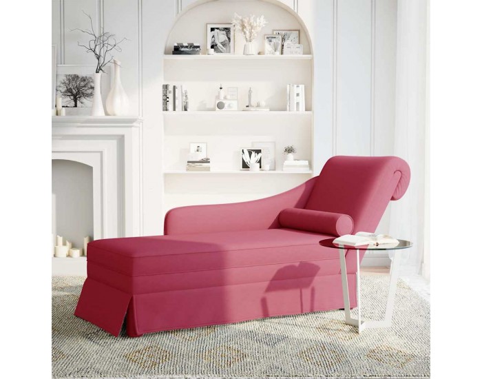 Sonata H Кушетка с болстер и десен подлакътник, виненочервен, кадифе