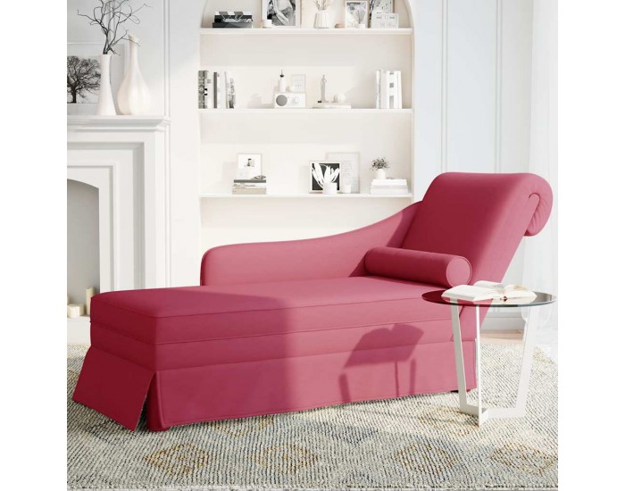 Sonata H Кушетка с болстер и десен подлакътник, виненочервен, кадифе