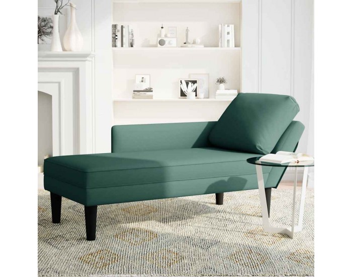 Sonata H Кушетка с възглавница и десен подлакътник, тъмнозелен, кадифе