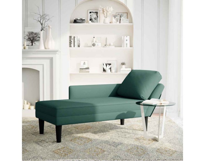 Sonata H Кушетка с възглавница и десен подлакътник, тъмнозелен, кадифе