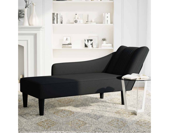 Sonata H Шезлонг с десен подлакътник Черна тъкан