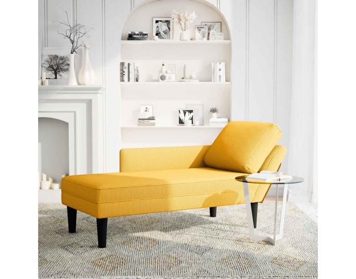 Sonata H Шезлонг с възглавница, светложълто, велурена материя Sonata H Шезлонг с възглавница, светложълто, велурена материя