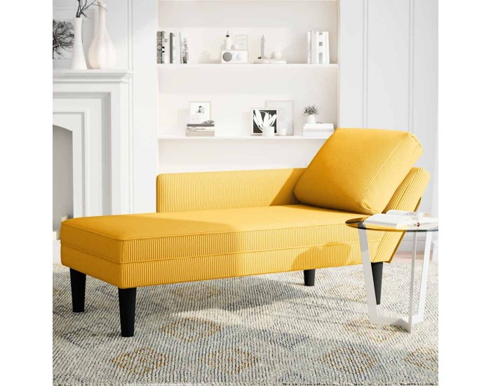 Sonata H Шезлонг с възглавница, светложълто, велурена материя Sonata H Шезлонг с възглавница, светложълто, велурена материя