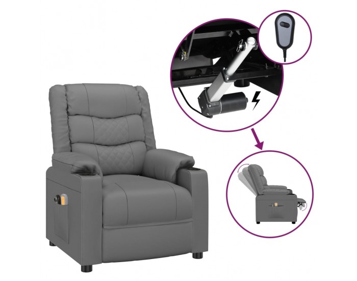 Sonata H Електрически масажен стол, сив, изкуствена кожа