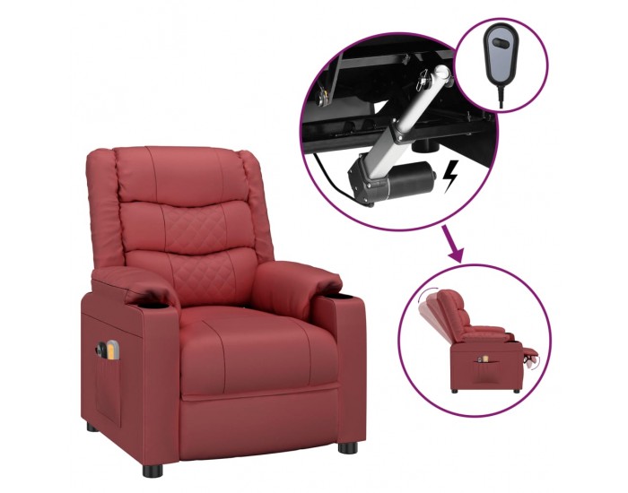 Sonata H Електрически масажен стол виненочервен изкуствена кожа