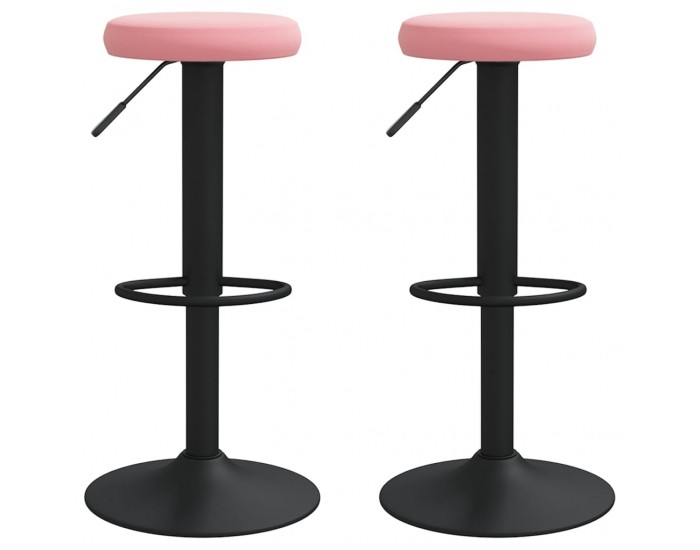Sonata H Бар табуретки, 2 бр, розови, кадифе