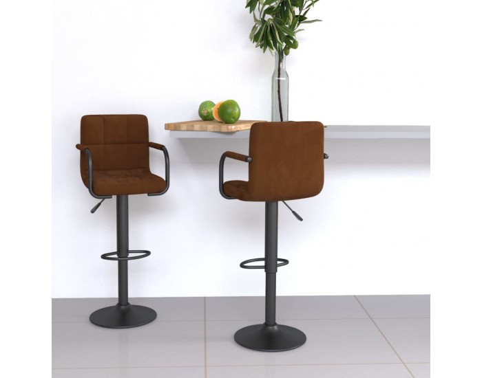 Sonata H Бар табуретки, 2 бр, кафяви, кадифе