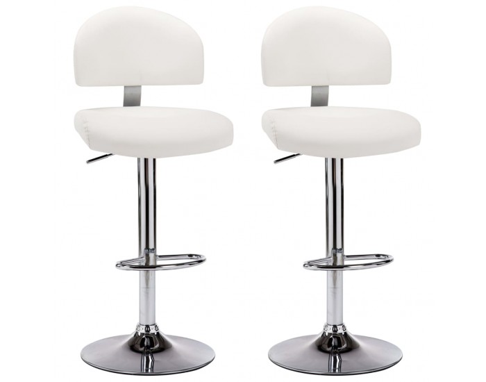 vSonata H Бар табуретки, 2 бр, бели, изкуствена кожа