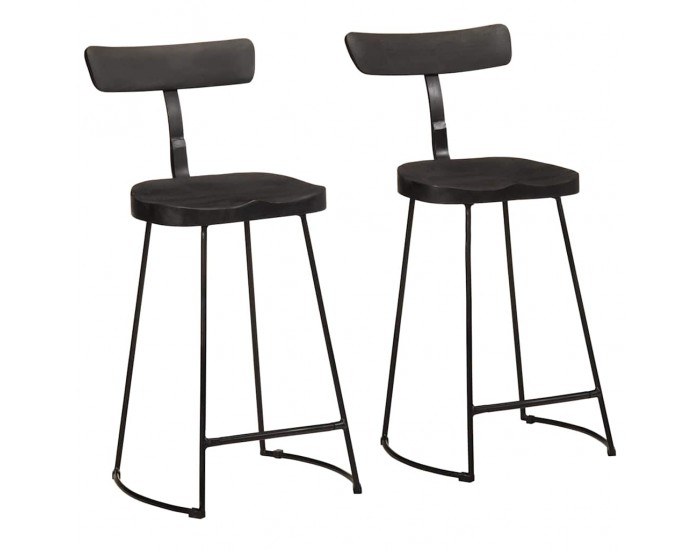 Sonata H Бар табуретки, 2 бр, 49x43x88 см, черни, мангово масив дърво