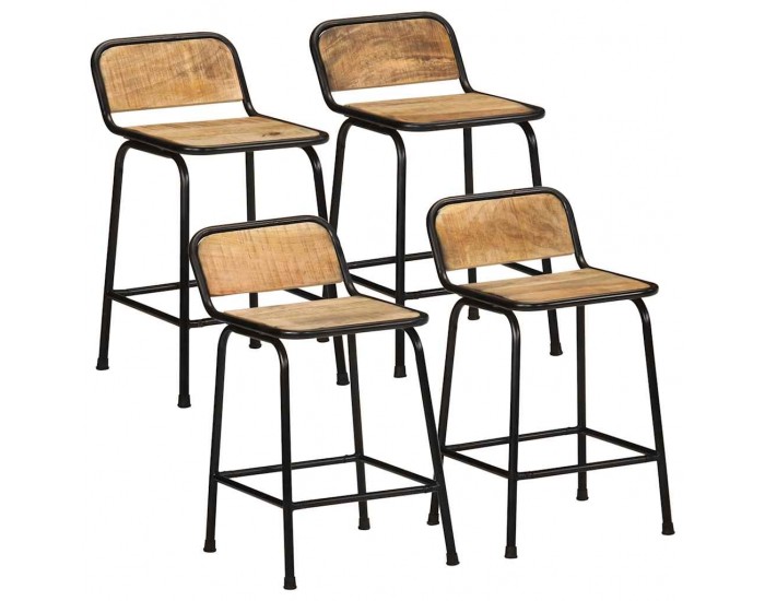 Sonata H Бар табуретки, 4 бр, 46x35,5x70 см, мангово дърво Грубо масив