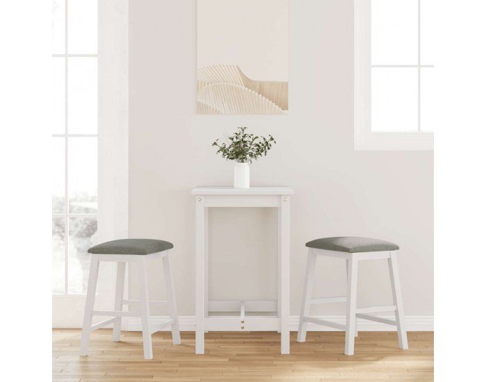 Sonata H Бар столове с възглавници 2 бр Бяла масивна дървесина гума Sonata H Бар столове с възглавници 2 бр Бяла масивна дървесина гума