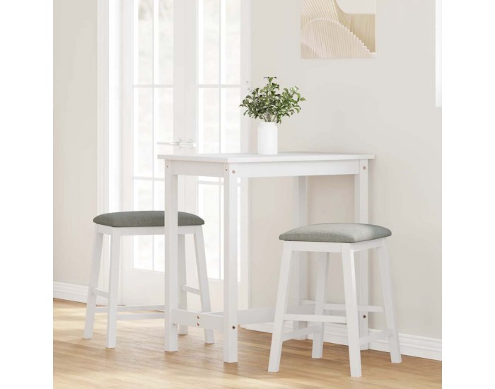 Sonata H Бар столове с възглавници 2 бр Бяла масивна дървесина гума Sonata H Бар столове с възглавници 2 бр Бяла масивна дървесина гума