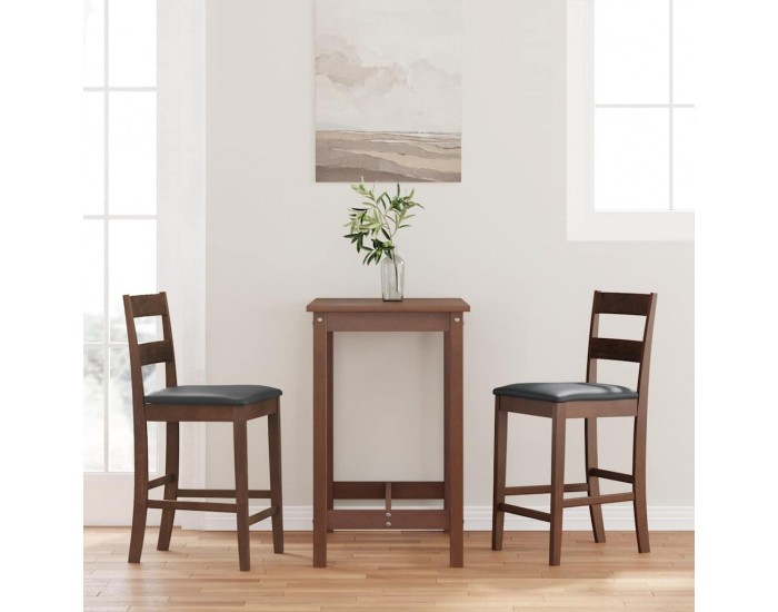 Sonata H Бар столове с възглавници 2 бр Кафяв масивен дървен каучук