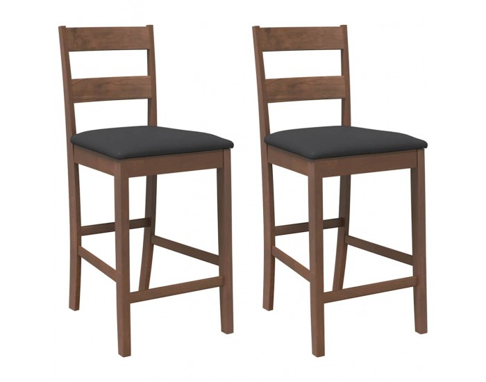 Sonata H Бар столове с възглавници 2 бр Кафяв масивен дървен каучук