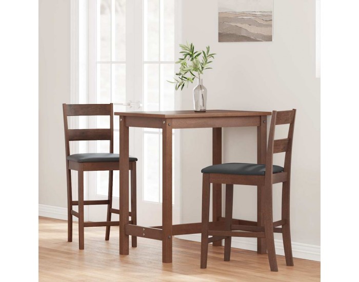 Sonata H Бар столове с възглавници 2 бр Кафяв масивен дървен каучук