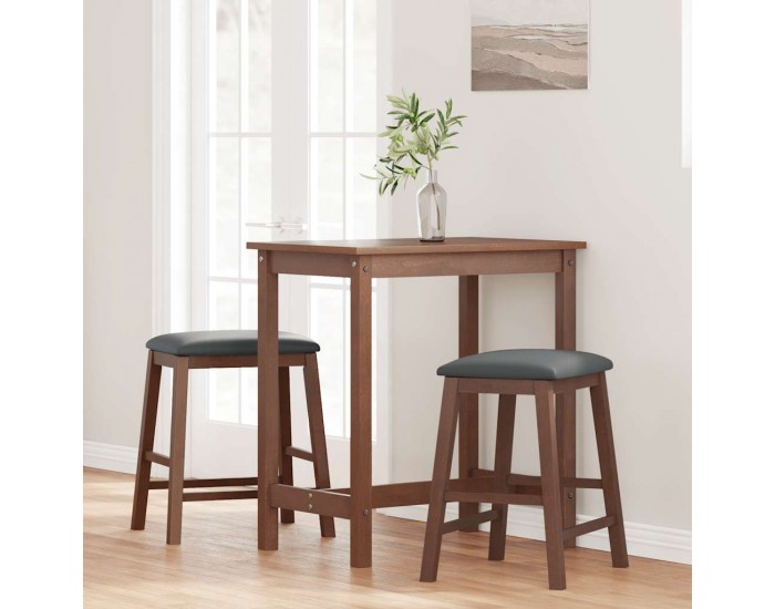 Sonata H Бар столове с възглавници 2 бр Кафяв масивна дървесина гума