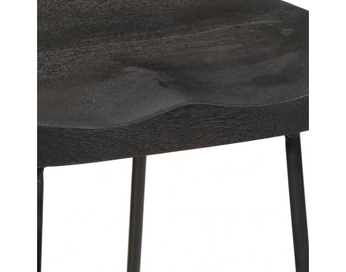 Sonata H Бар табуретки, 2 бр, черни, 45x40x78 см, мангово масив дърво